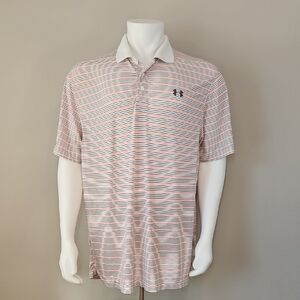 Under Armour Men's Polo Shirt - Red and White Stripes